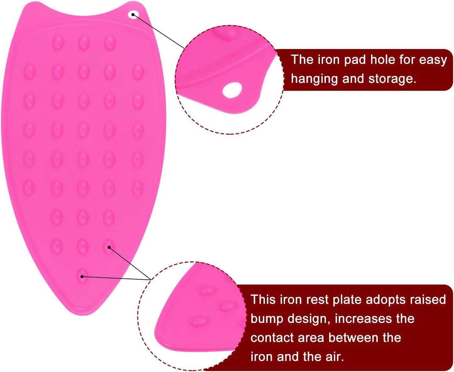 HARFINGTON Silicone Iron Rest Pad, Multipurpose Iron Hot Resistant Mat Iron Rest Plate for Ironing Board Hot Heat Resistant Steam Compact Mat, Fuchsia