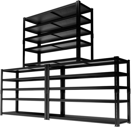 Storage Shelves Heavy Duty 3 PCS, 48"L x 18"W x 72"H Garage Storage Shelves Unit Loads 3700LBS, 5-tier Adjustable Metal Industrial Utility Shelf Rack for Kitchen, Laundry Room, Warehouse, Basement