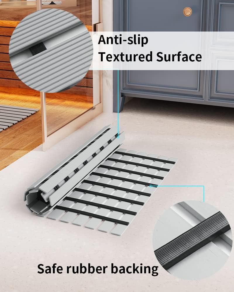 PADOOR Shower-Mat Non Slip, Heavy Duty Bathtub-Mat Curlable Quick Drain Sturdy Bath Tub Mat Without Suction Cups for Indoor Outdoor Use 17x36 Inch Grey