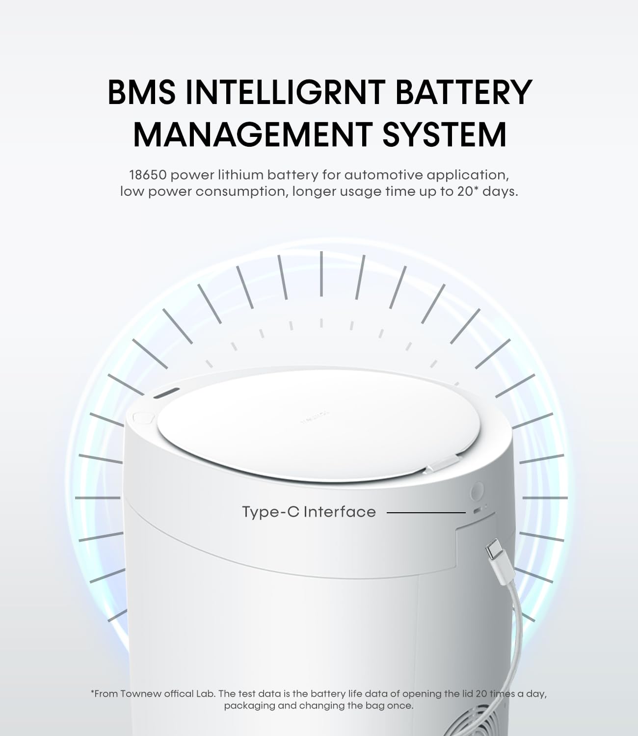 TOWNEW T AIR ONE Smart Trash Can, 2.6 Gallon Automatic Garbage Can with Self-Sealing and Self-Changing, Motion Sense Activated Rechargeable Trashcan for Living Room Bedroom Workshop Kitchen, White