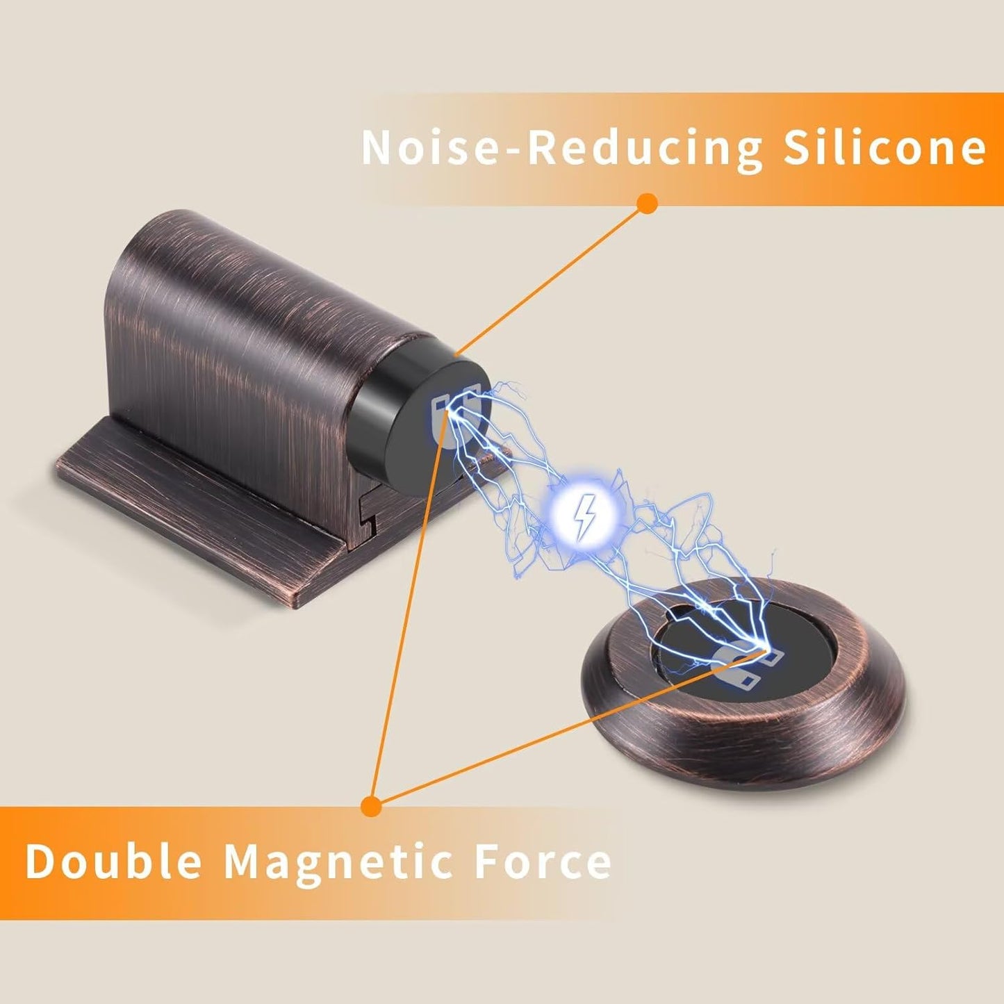 Bak Bo Magnetic Door Stoppers 4 Pack Bottom of Door Holder Keep Door Open No Drilling Magnet Floor Door Stop with Screws and Adhesive Oil Rubbed Bronze DS268ORB-4