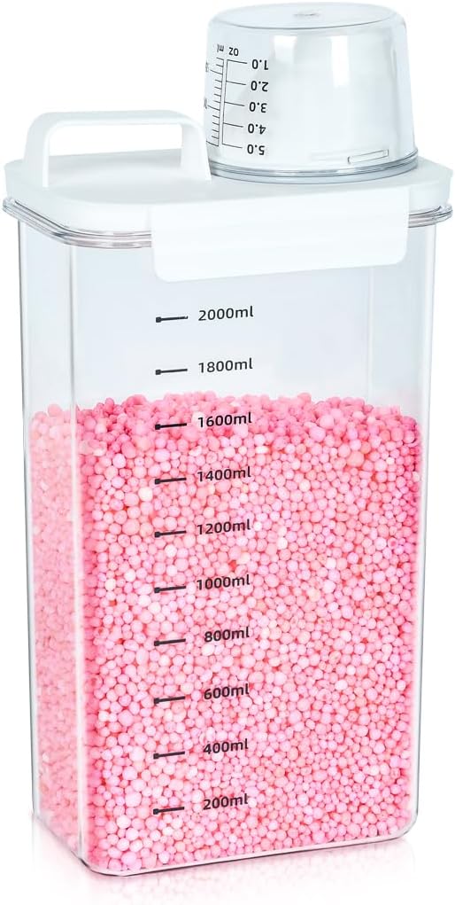 Tokokimo Laundry Powder Dispenser, Laundry Detergent Dispenser for Laundry Room Organization and Storage, Laundry Beads Container, Suitable for Scent Beads, Washing Powder