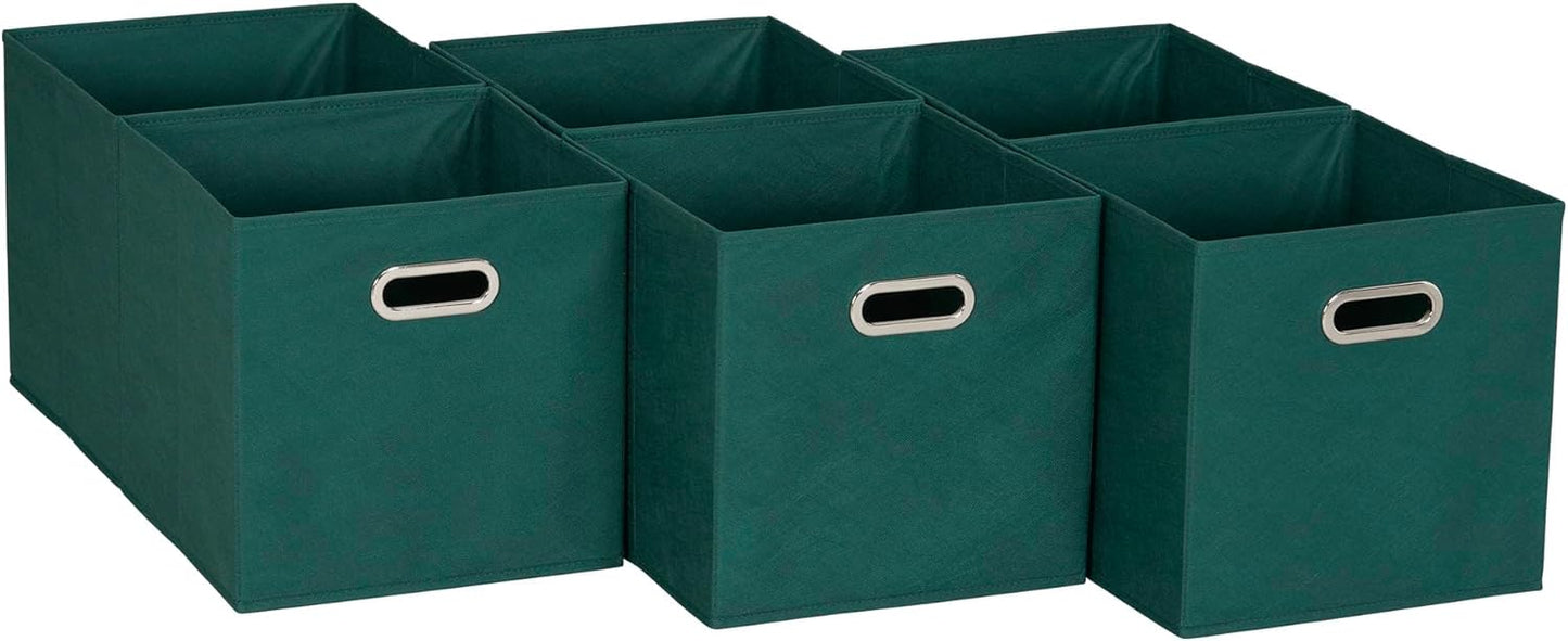Household Essentials 6 ct Open Fabric Cube Storage Bins, Forest Green