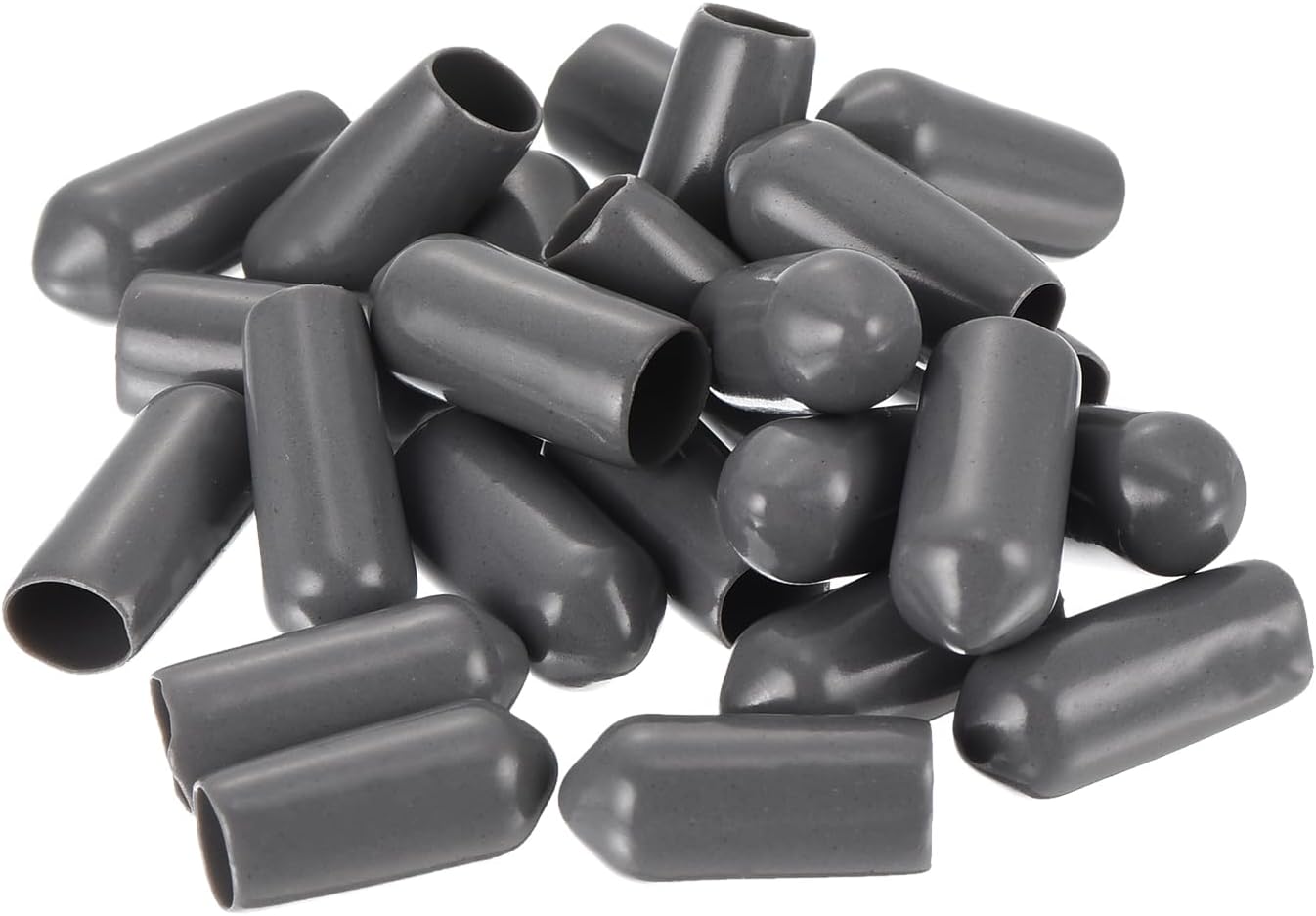 uxcell 20pcs Rubber End Caps 6mm(1/4") ID Vinyl PVC Round Tube Bolt Cap Cover Screw Thread Protectors Dark Grey