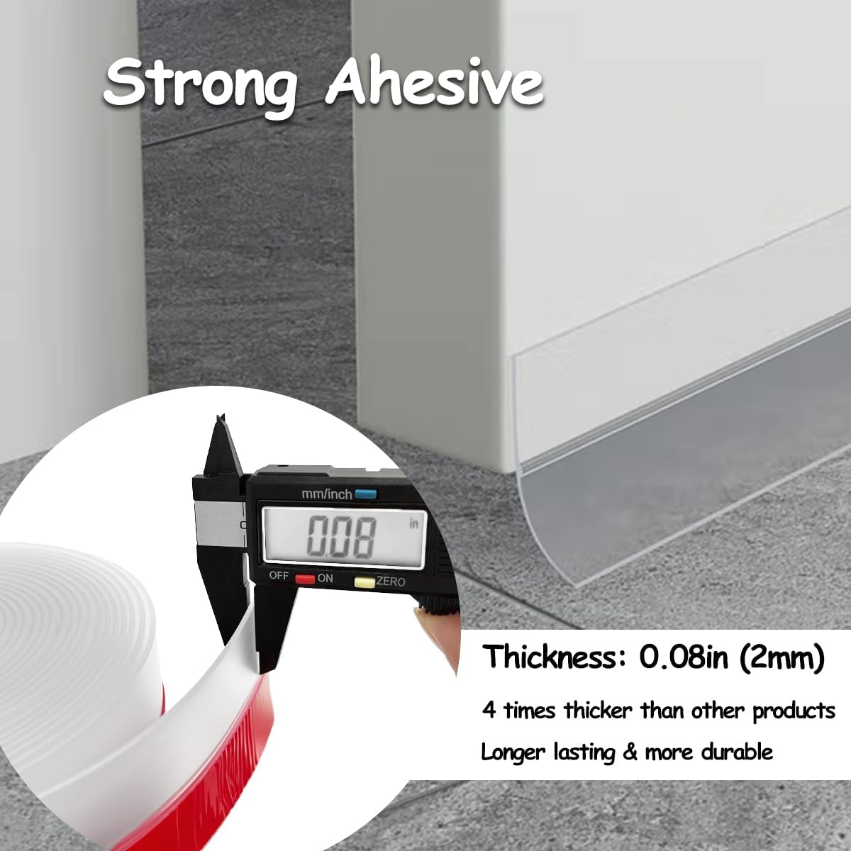 Silicone Weather Stripping, 3 inch (W) x 20 Ft (L) Door Draft Stopper, Windows Seal Strip for Gaps of Door and Windows, Garage Door Under Bottom, Sealing Tape Shower Doors Sweep, White