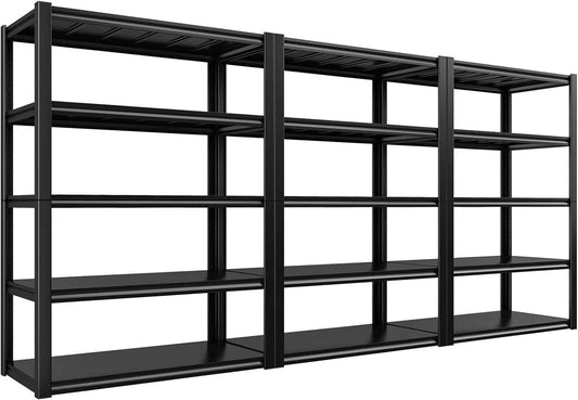48.2" W Garage Shelving 3000LBS Storage Shelves Heavy Duty Garage Storage Shelves Adjustable 5 Tier Metal Shelves for Storage Industrial Heavy Duty Shelving Utility Shelf 24.2"Dx48.2"Wx 72.2"H