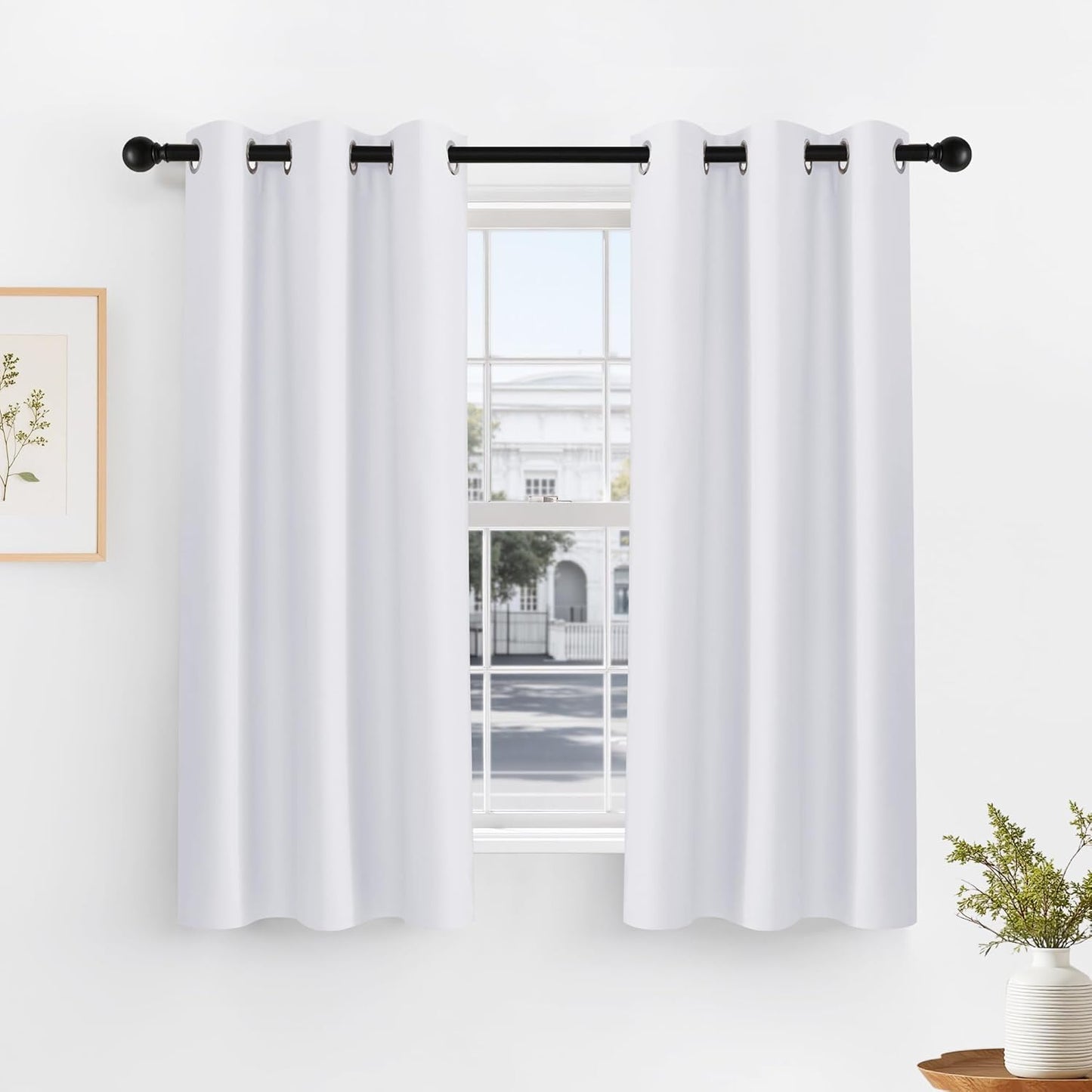 PONY DANCE Pure White Room Darkening Curtains for Living Room, 42" W x 60" L, Thermal Insulated Light Blocking (Reduce 50%-60% Sunlight), Window Treatments Drape for Bedroom Privacy Protection, 2 PCS