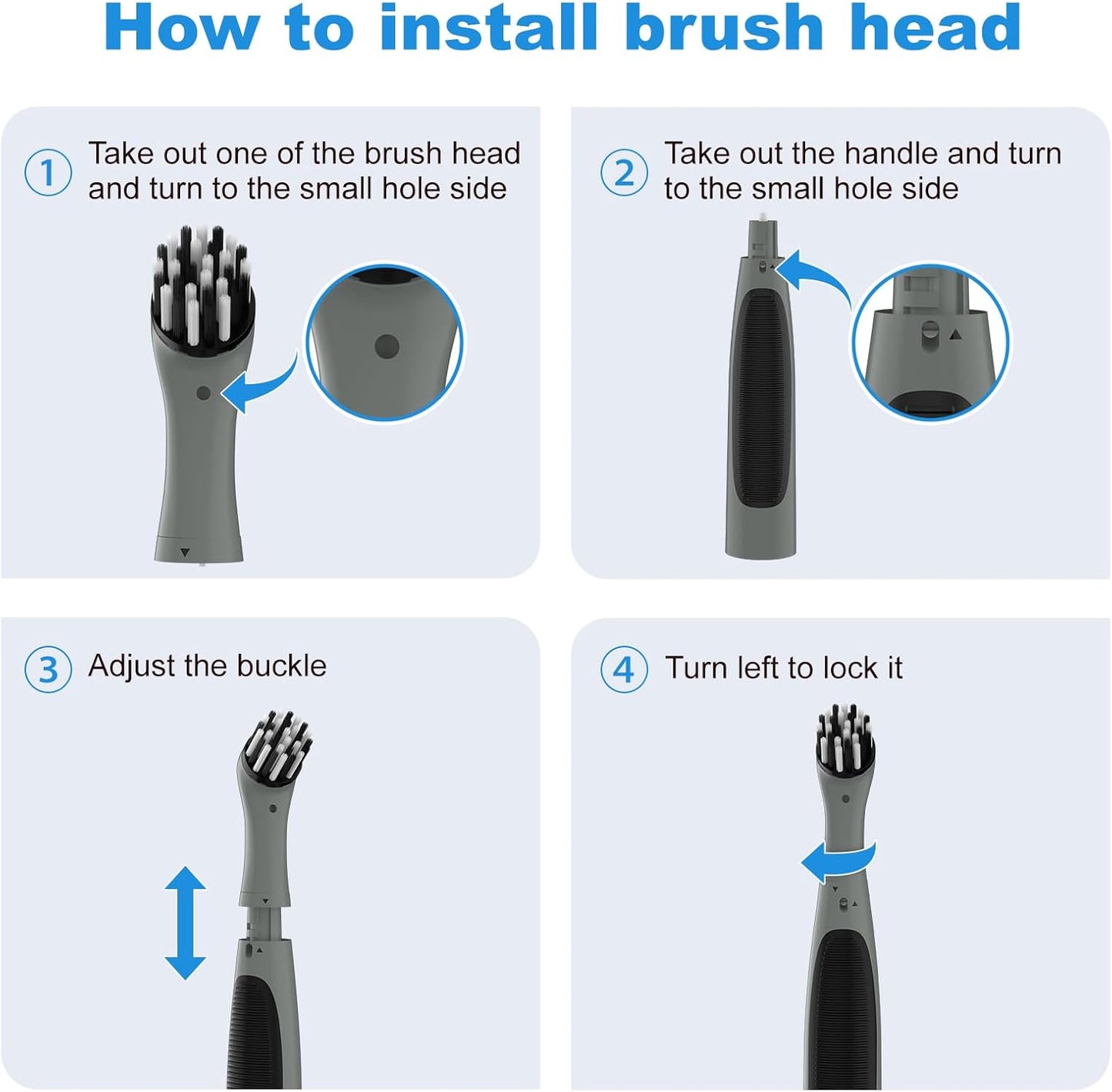 Rechargeable Electric Cleaning Brush with 4 in 1 Multiple Brush Heads and USB Cable, Indoor Household Cordless Motorized Brush for Bathroom Toilet Kitchen Tile Crevice (Grey & Black)