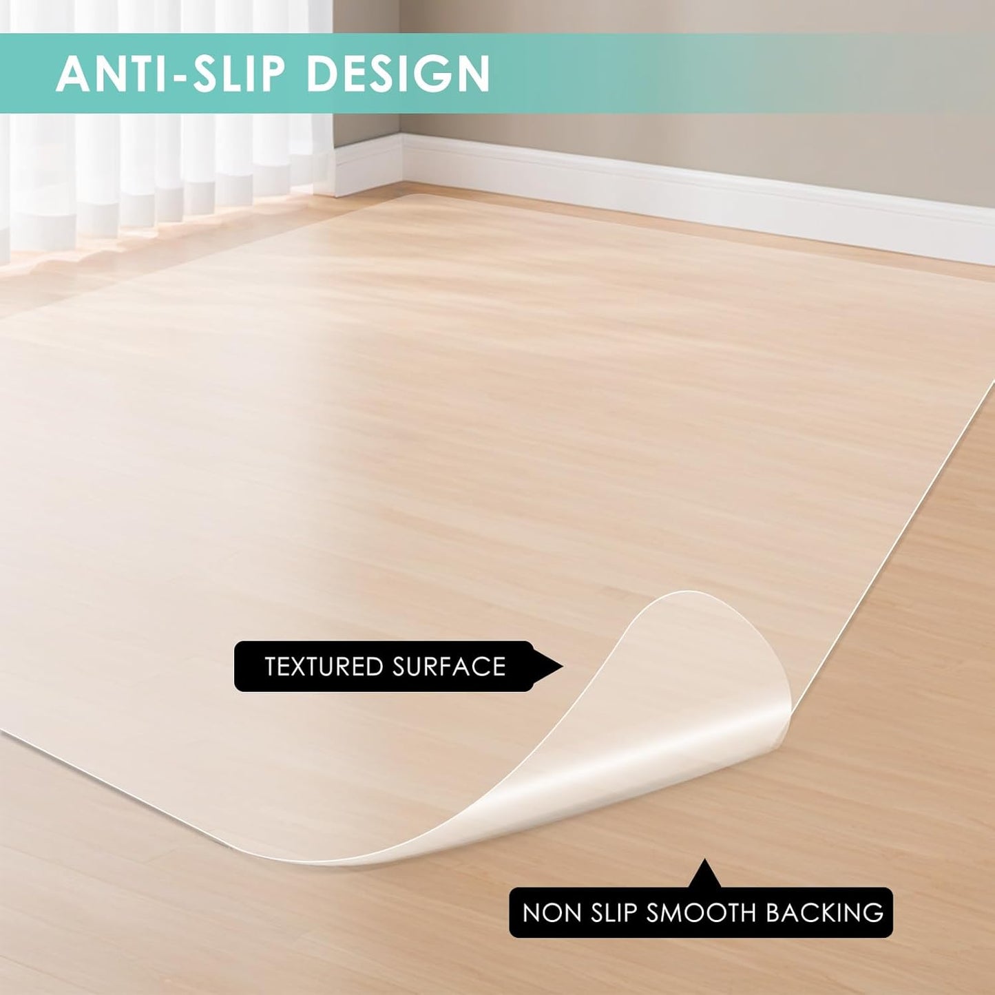 Vicwe Office Chair Mat for Hard Floor, 60"x48" Anti-Slip PVC Computer Chair Mat, Easy Glide for Chairs, Multi-Purpose Floor Protector Desk Chair Mats for Home Office