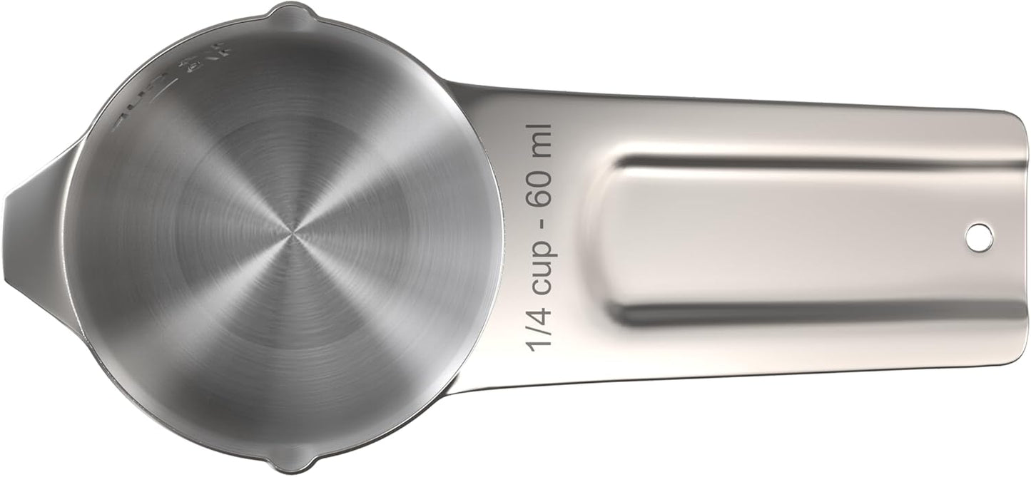 Color Up ¼ Cup Measuring Cup (60 ml) – Premium Chrome Stainless Steel, Accurate for Wet & Dry Ingredients, Embossed Markings, Easy-Pour Spouts, Dishwasher-Safe, Kitchen Essential