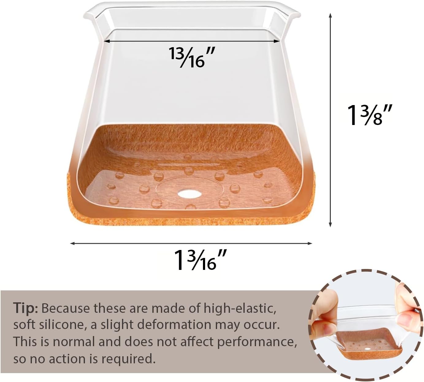 20 Pcs Chair Leg Floor Protectors for Hardwood Floors, Clear Rubber Furniture Sliders with Felt, Silicone Furniture Leg Caps Covers (Fit Square Diameter:13/16" to 1")