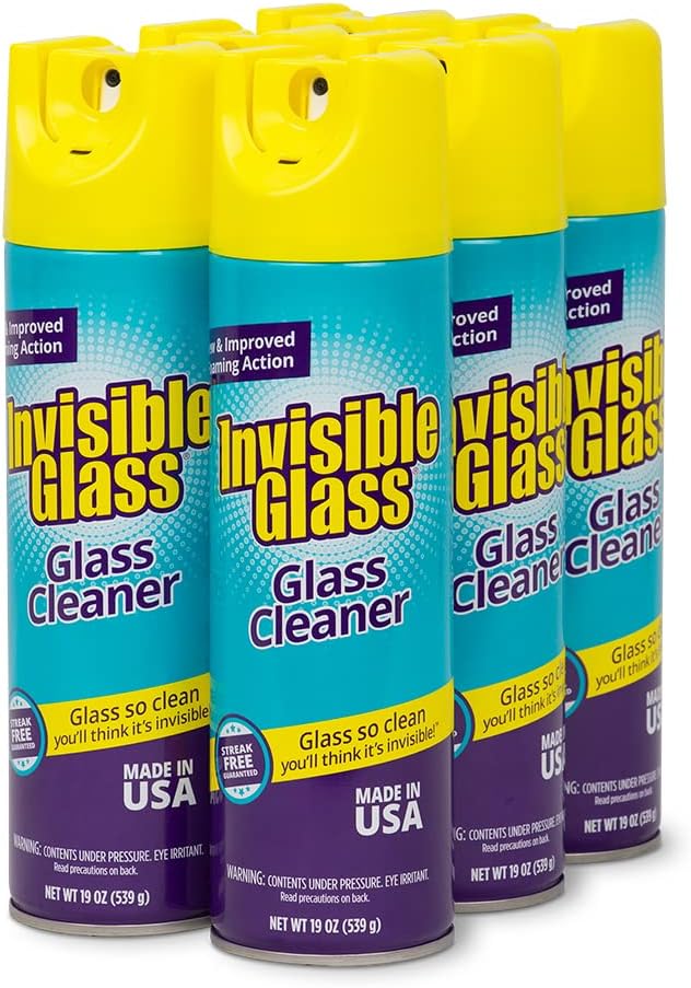 Invisible Glass 91160-6PK Premium Glass And Window Cleaner Aerosol Can Leaves Glass Streak Free And Residue Free With Improved Foaming Action, Pack Of 6