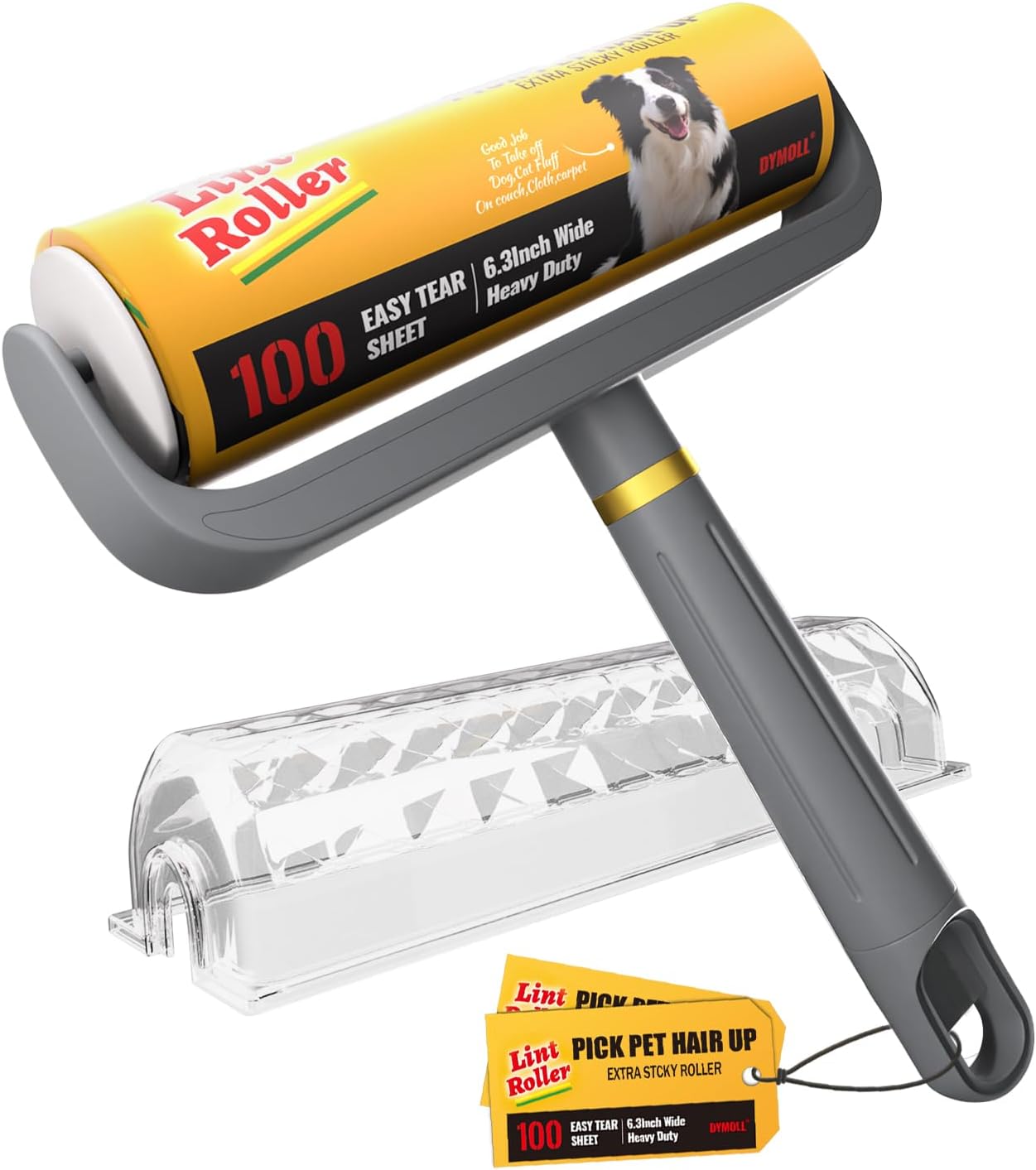 Large Surface Lint Roller, 6.3" Extra Sticky Rollers for Pet Hair, Ginat Dog Cat Hair Remover for Clothes Furniture Cleaning, 100 Sheet