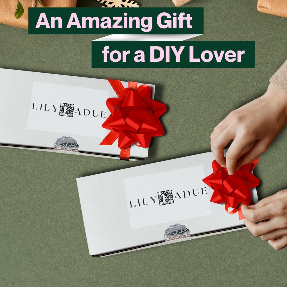 LILY LADUE Sand Candle Kit - 1Lb/16Oz Pearled Candles Sand and Wicks (24) with Gold Holder, Unscented Aroma Beads, Reusable Pearled Candle Wax for DIY Home Kit, Powder Beads Refill Available