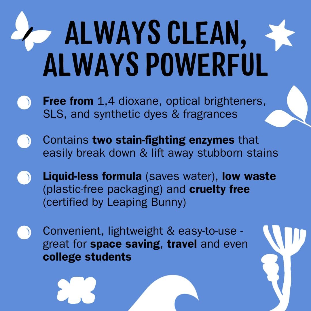 Molly’s Suds Laundry Detergent Sheets | Gentle on Sensitive Skin, Powerful Bio-Based Enzymes, Stain-Fighting | Liquidless & Plastic-Free Packaging | 120 Loads (Ocean Mist)