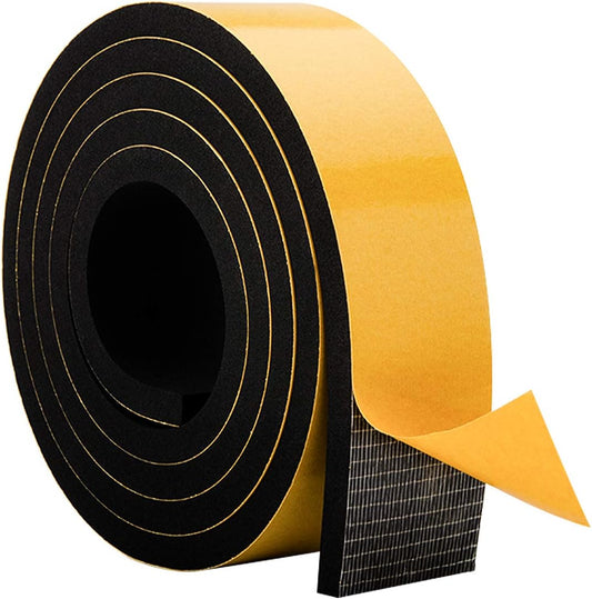 Neoprene Foam Weather Stripping, 2 Inch Wide X 3/8 Inch Thick, Door Jamb Seal Strip with Adhesive Backing for Doors & Windows, Total 6.5 Feet Long