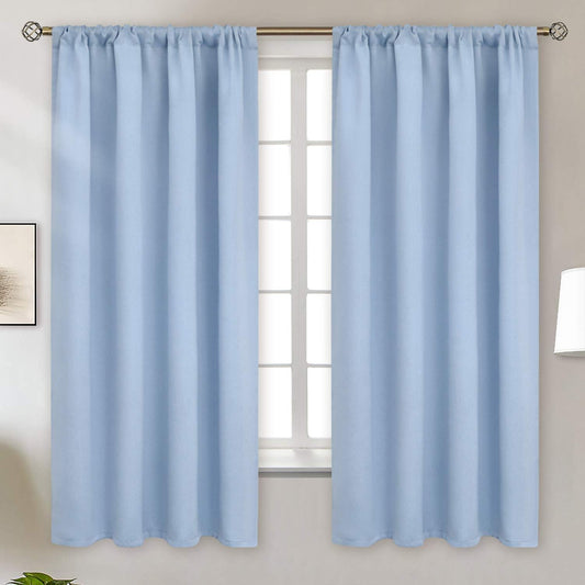 BGment Baby Blue Blackout Curtains 63 Inch Length for Kids Bedroom - Rod Pocket Thermal Insulated Drapes for Nursery Room Darkening Privacy, 52 x 63 Inch, 2 Panels