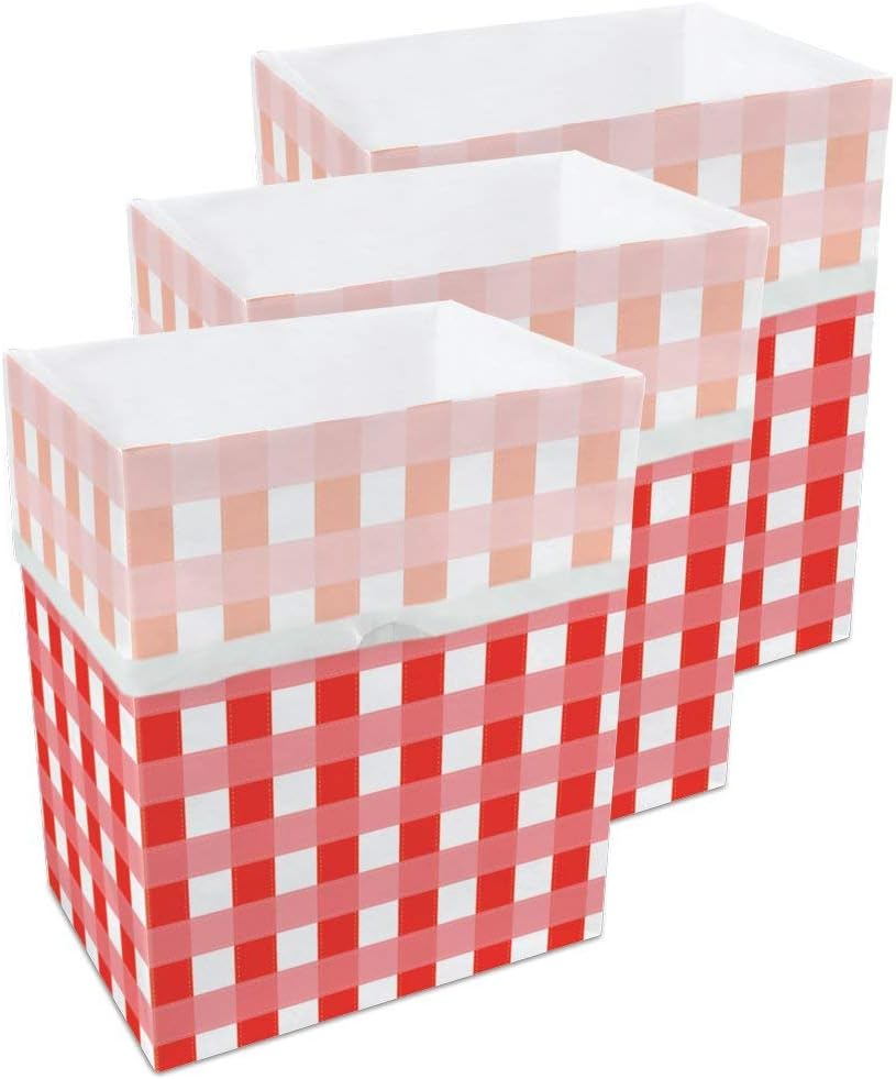 13 Gallon Disposable Pop-Up Trash Cans (3-Pack) with Fitted Bags – Foldable Garbage & Recycling Bins for Parties, Events & Kitchen (Picnic, 17" H x 13.5" W x 10" D)