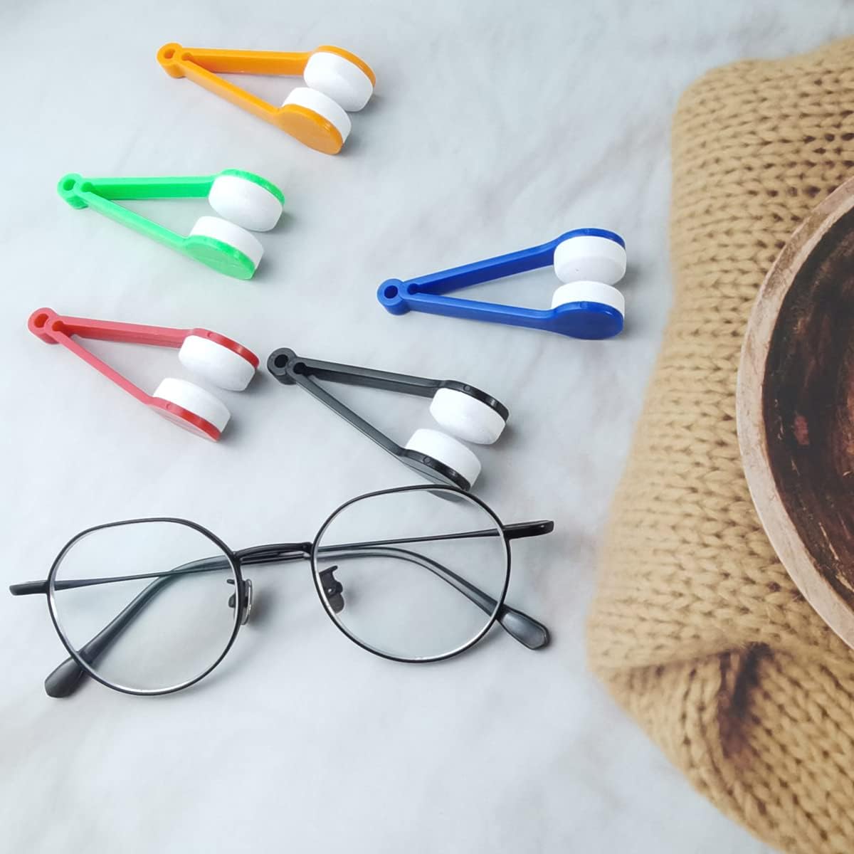 GXXMEI 40PCS Mini Sun Glasses Eyeglass Microfiber Spectacles Cleaner Brush Cleaning Tool, 5 Colors