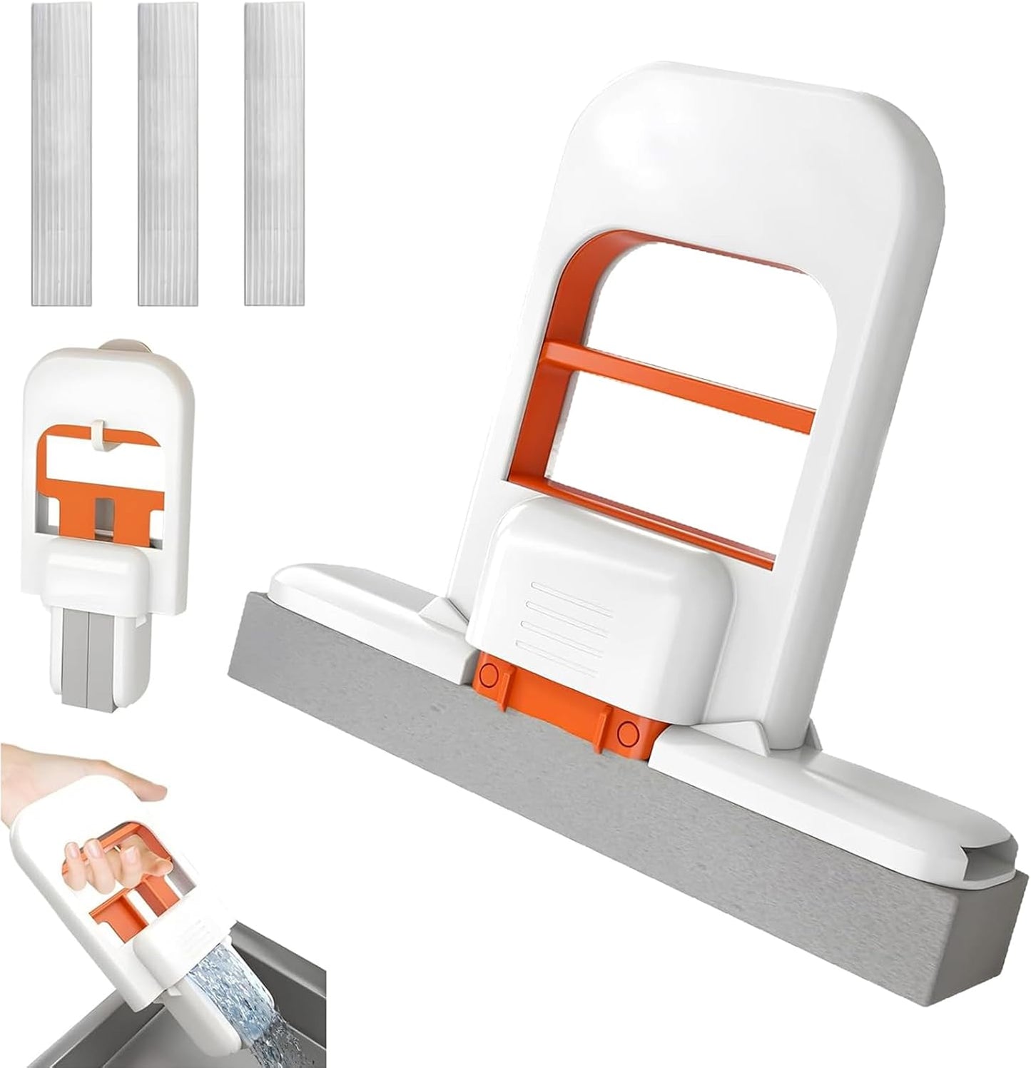 Mini Foldable Desktop Mop, 2026 New Portable Cleaning Sponge Mop for Wet and Dry, Mini Portable Self-Squeeze Small Mop for Bathroom, Kitchen, Desktop (Orange)