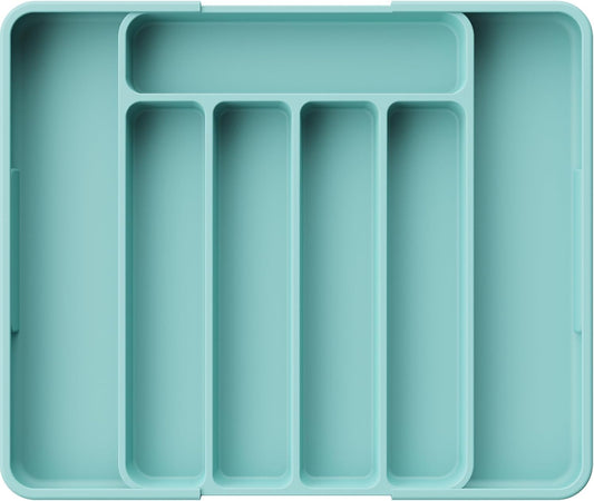 Kitsure Cutlery Drawer Organiser for Kitchen - Adjustable Cutlery Tray for Effortless Utensil Sorting, Versatile Kitchen Storage & Organisation Solution, 12.13" x 1.54" x 8.07"~13.90", Green