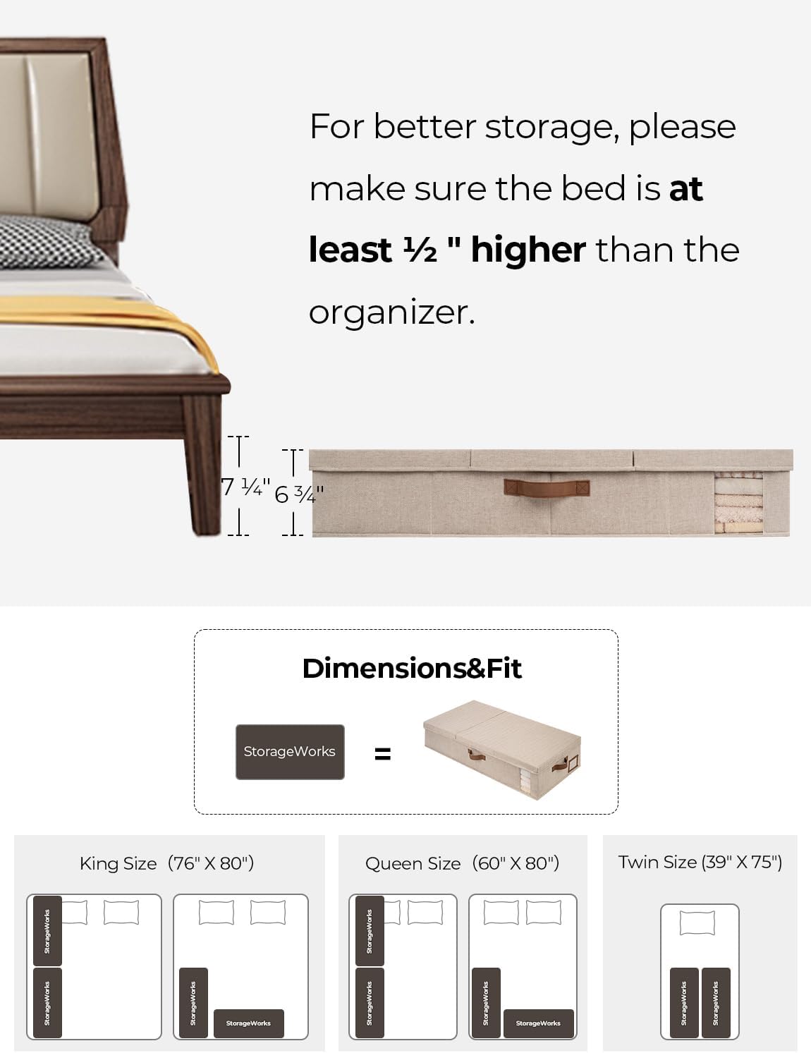 StorageWorks 2-Pack Jumbo Under Bed Storage Bins with Lids, Underbed Storage Containers with Handles and Label Holder, Closet Organizer for Clothes, Blankets, Sweater