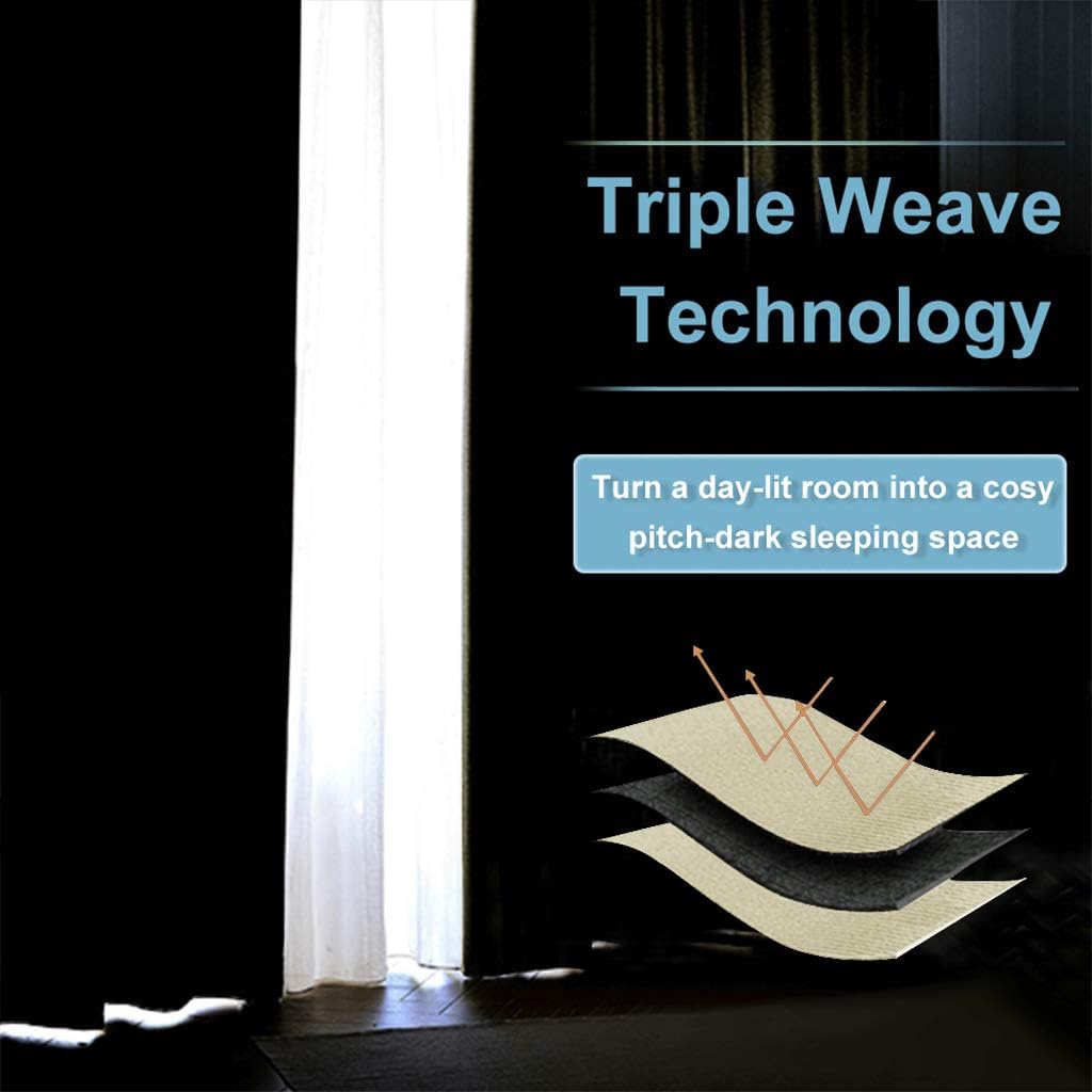 RYB HOME Blackout Curtains for Living Room, Large Window Shades for Bay Window Dining Parlor Bedroom Patio Door, Wide 52 x Long 102 inches, Beige, 2 Panels