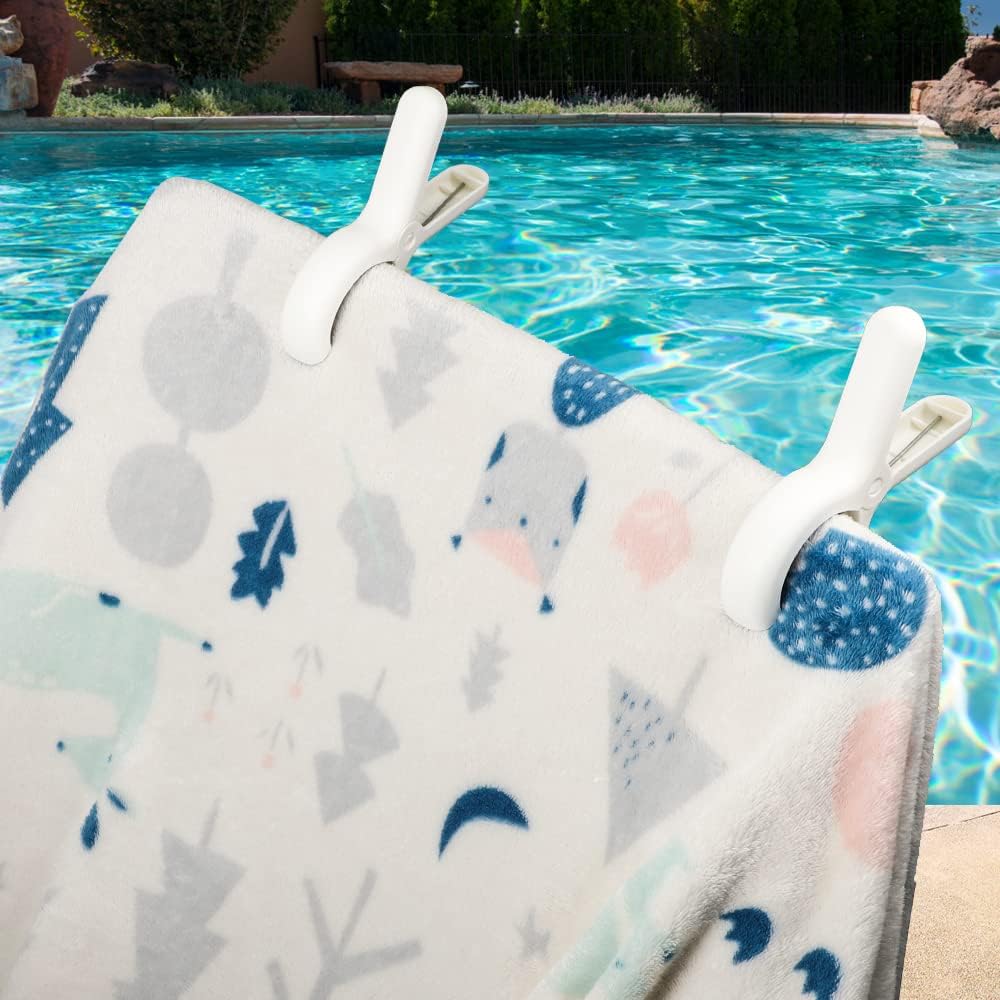 Beach Towel Clip,6 PCS Large Cloth Pins, Quilt Drying Clip, Plastic Clothespins, Strong Grip Holder to Dry Laundry on Clothesline and Hanging Rack