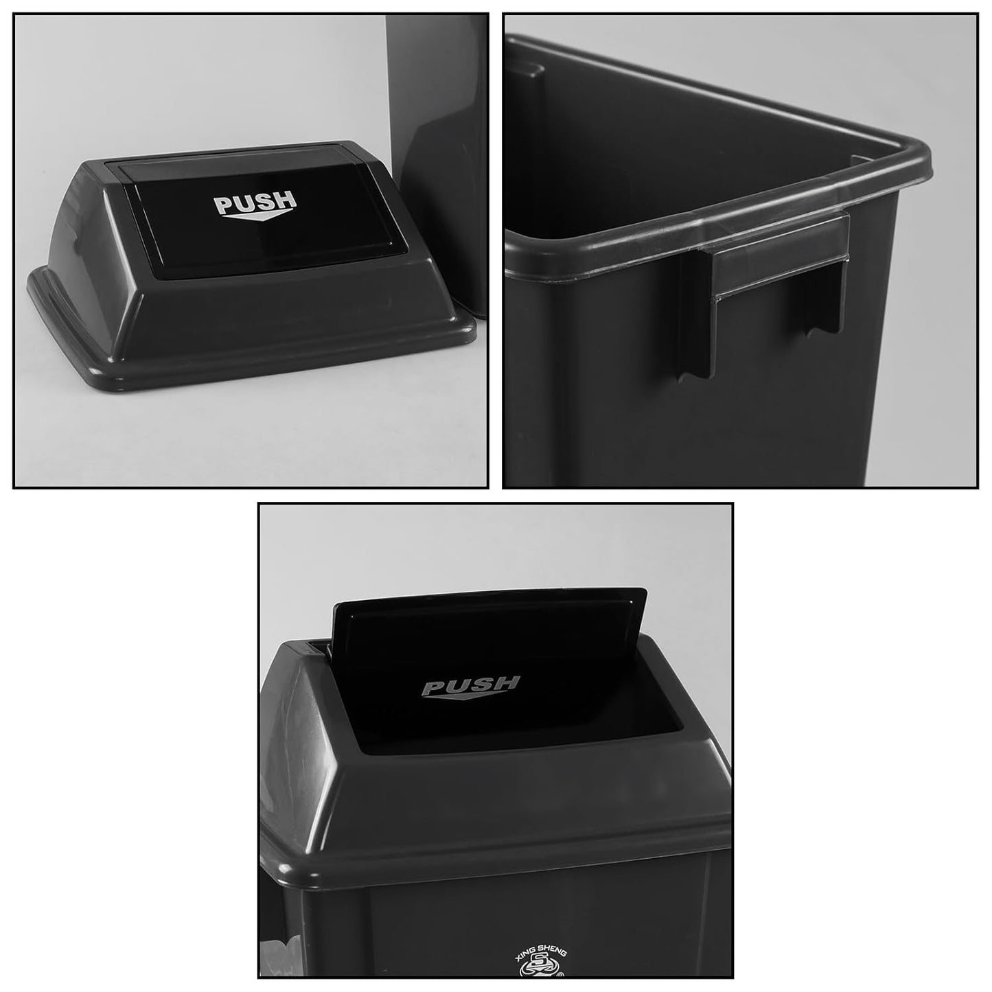 4-Pack 13 Gallon Plastic Swing Top Kitchen Trash Can, Garbage Bin with Lid