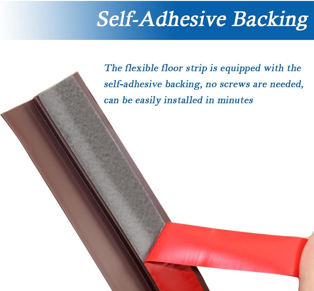 Floor Transition Strip Self Adhesive Carpet & Flooring Transitions Edging Trim Strip PVC Threshold Transitions Suitable for Threshold Height Less Than 5mm (6.56Ft, Brown)