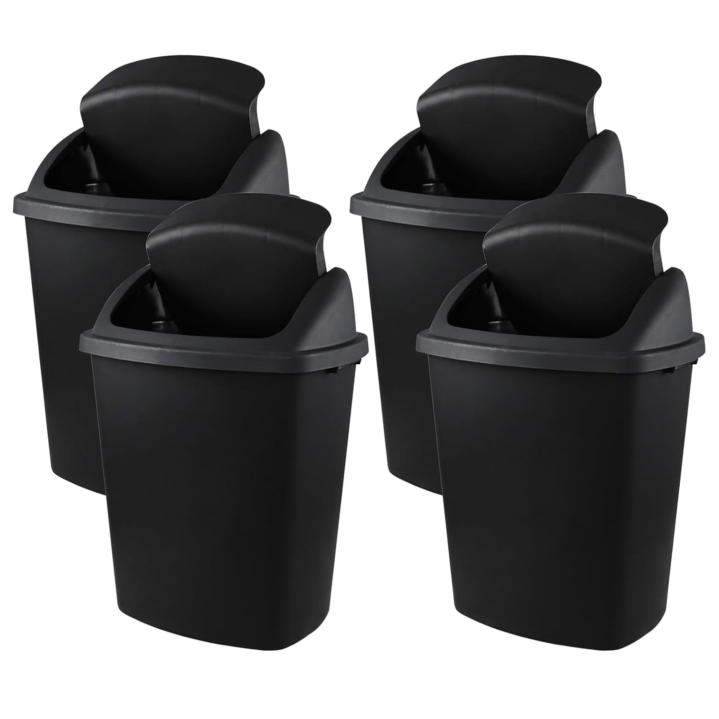 19 Gallon Kitchen Waste Bin, Large Plastic Trash Can, Black, Holds 70 Liters