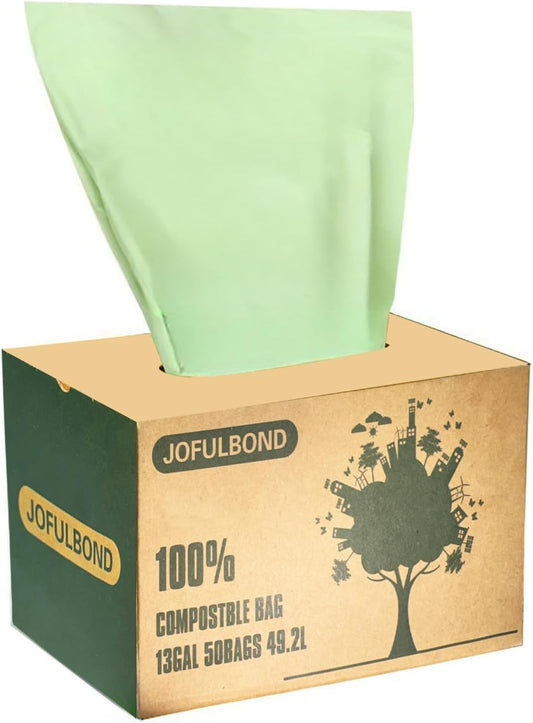 Biodegradable Compost Recycling Trash Bags, Compostable 13 Gallon Plastic Trash Bags For Kitchen, 100 Count, 1.2 Mils,60 Liter, Recyclable Composta Large Heavy Duty Garbage Bag (100)