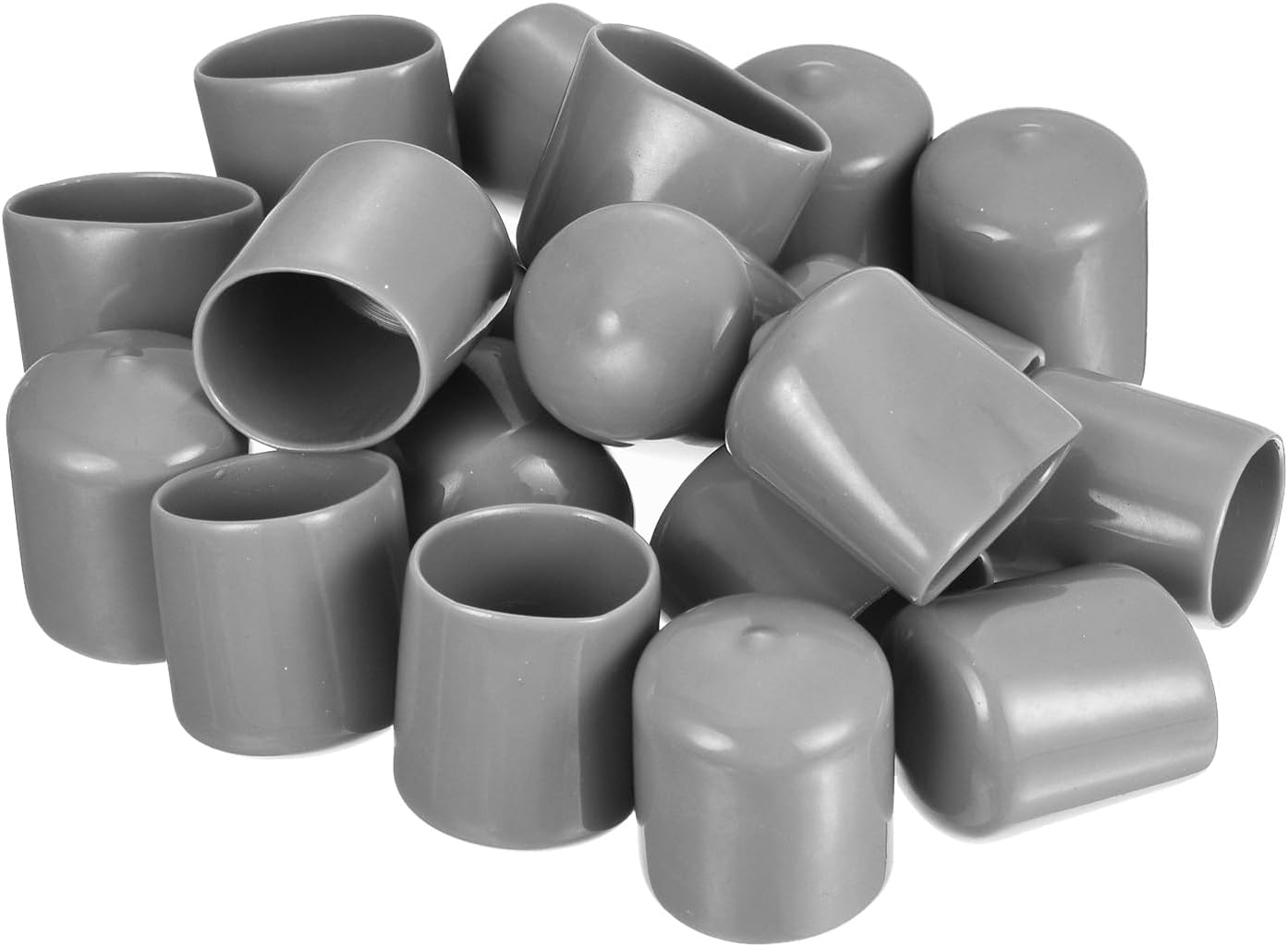 uxcell 20pcs Rubber End Caps Protective Caps 27mm ID Vinyl PVC Round Tube Bolt Cap Cover Screw Thread Protectors, Light Grey