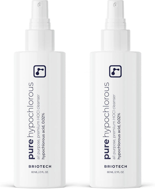 BRIOTECH Pure Hypochlorous Acid Spray and Cleanser, Original Premium HOCl Topical Solution, Multi-Purpose Cleaner, Family Approved & Pet Friendly, 2 fl oz Travel Size (2 Pack)