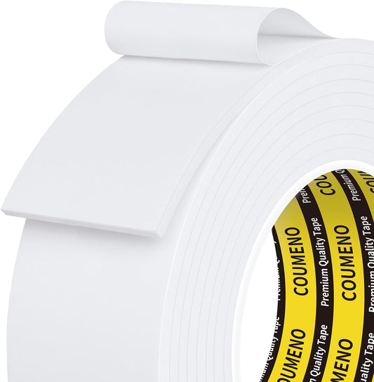 Single-Sided Adhesive White Foam Tape (EVA Material), Single-Sided Sealing Foam pad Sponge Tape for Window Waterproofing, self-Adhesive, Suitable for Sealing Doors and Windows 1.77inX9.84FT