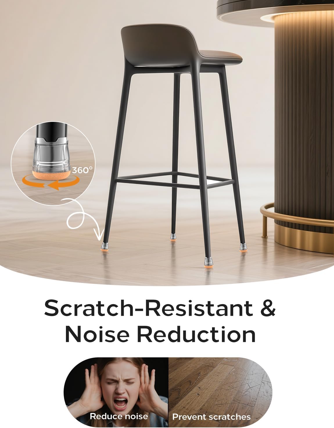 Upgrade 24 PCS Silicone & Felt Chair Leg Floor Protectors for Hardwood Floors - Furniture Pads, Chair Leg Covers/Cups - No Noise & Scratch-Proof - Round M (Fits 1"-1 3/16" / 26-30mm), Clear