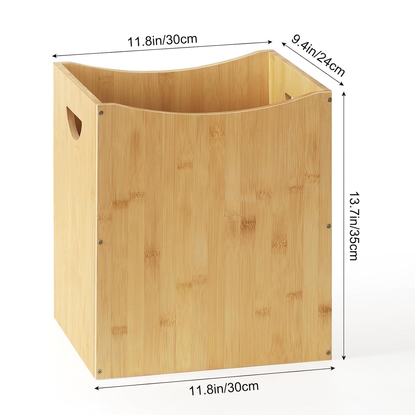 MOOACE Small Wastebaskets 2 Pack, 5 Gallon Trash Can with Handles, Rectangular Waste Baskets Bamboo Garbage Can for Bathroom Kitchen Living Room Office Decorative Under Counter