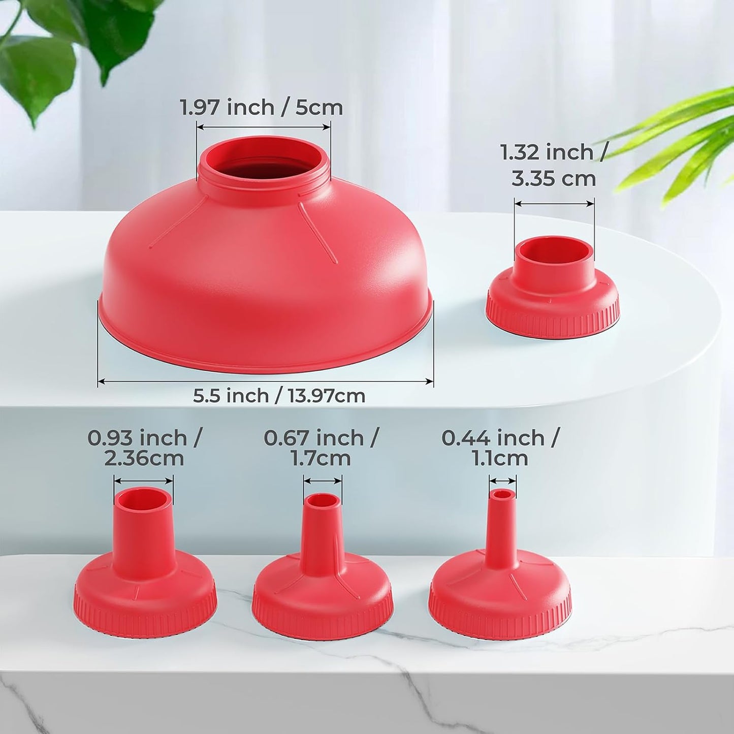 Wide Mouth Kitchen Funnel, Food Grade Plastic Cooking Canning Funnel with 4 Sizes Spouts for Filling Wide and Regular Mason Jars, Spray Dropper Oil Bottle Jug Spices Shampoo Sauce
