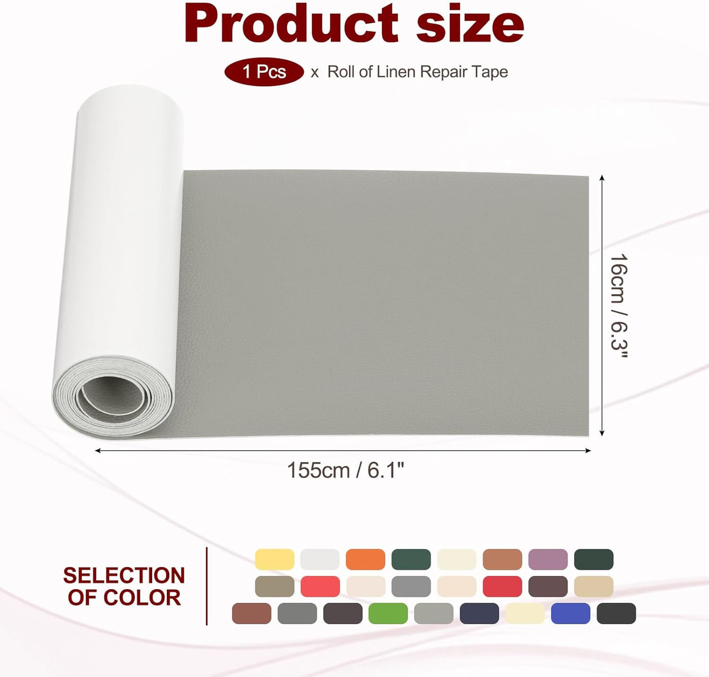 PATIKIL Leather Patches Tape for Furniture, 6.3 x 61 Inch Self Adhesive Vinyl Leather Repair Kit Cover Sheet for Couch, Sofa, Car Seats, Office Chair, Elegant Gray