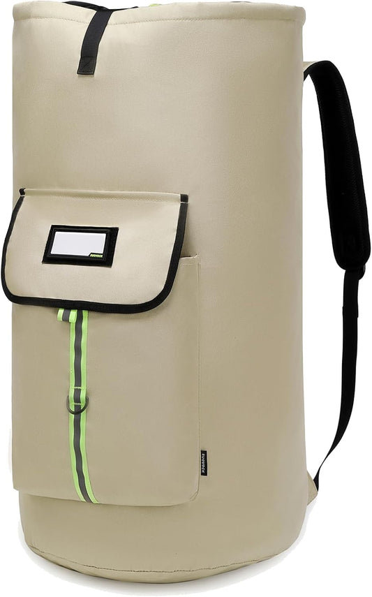 laundry bag backpack,extra-large heavy duty laundry bags,laundry backpack for college students,drawstring closure (Khaki laundry bag)