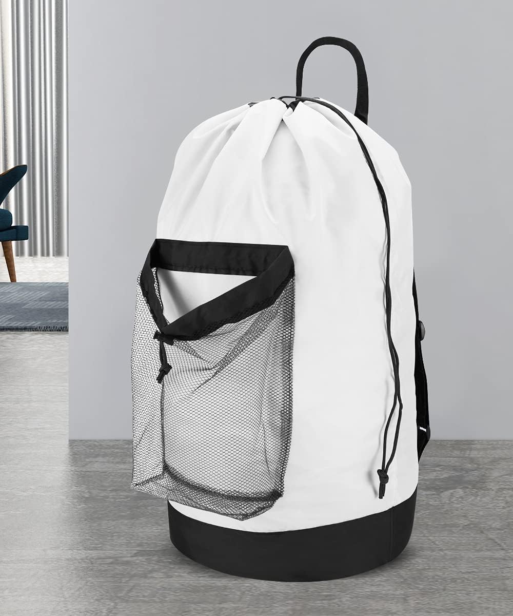 Dalykate Backpack Laundry Bag, Laundry Backpack with Shoulder Straps and Mesh Pocket Durable Nylon Clothes Hamper Bag with Drawstring Closure for College, Travel, Laundromat, Apartment