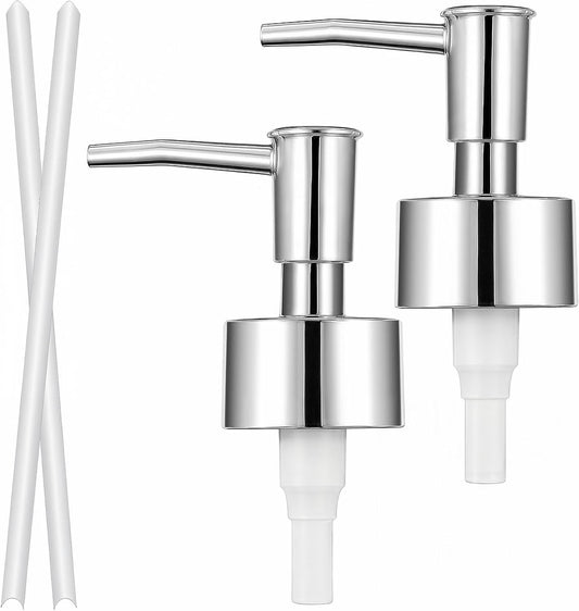 2 Pcs Pumps Lotion Soap Dispenser Replacement Silver Soap Pump Dispenser Head for Liquid Soaps Lotion or Dish Soaps Refill Dispensers for Regular Mouth Plastic Shampoo Bottle