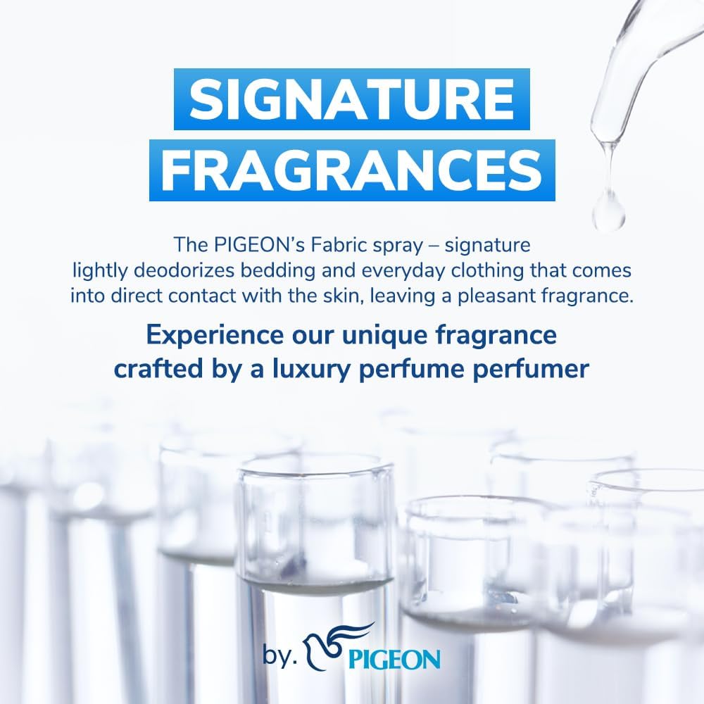 PIGEON Fabric Refresher, White Floral & Peach, Odor Eliminator for Home, Couch Spray Deodorizer, Fabric Refresher Spray for Furniture, Bed, Clothing, Curtains, Mystic Rain – Pack of 3