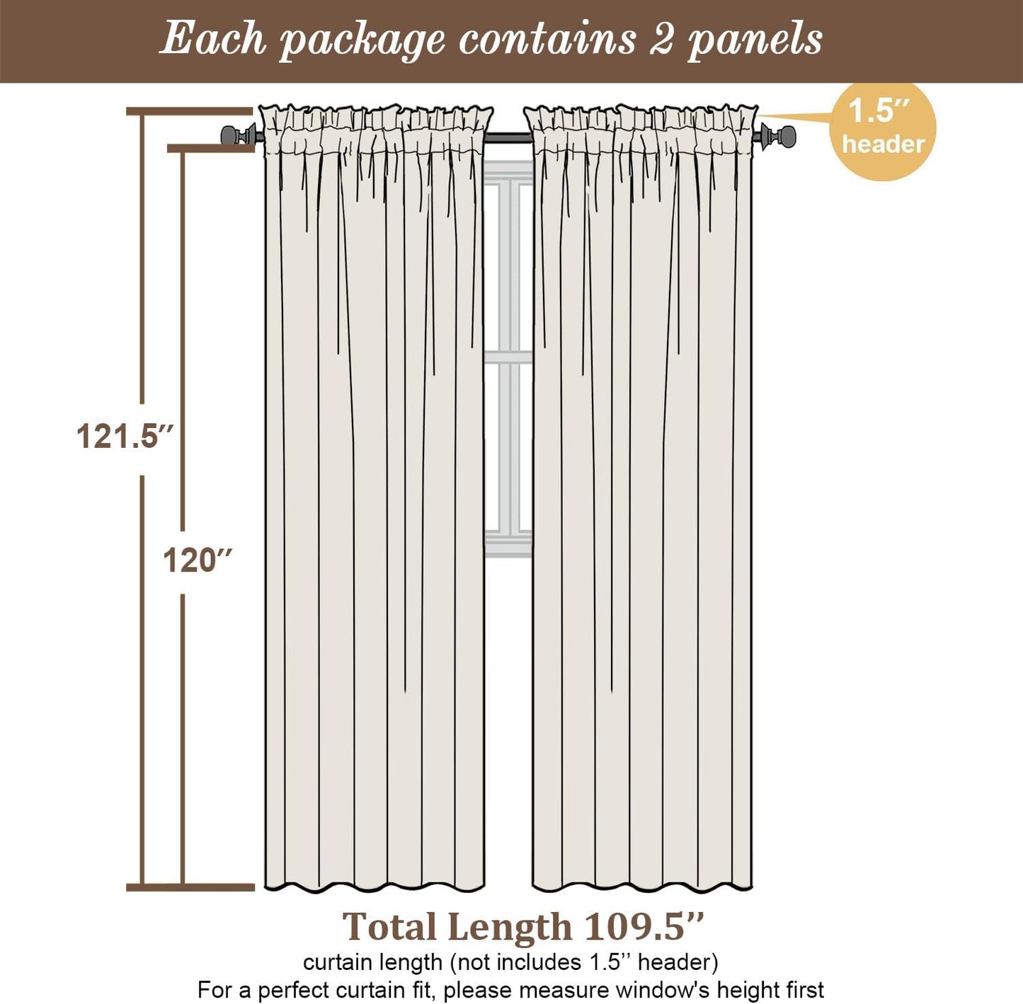 Chyhomenyc Extra Long Ivory Sheer Curtains 120 Inches Long 2 Panels, Light Filtering Ivory Curtains for Living Room, Soft Gentle Voile Rod Pocket Bedroom Window Drapes, 59Wx120L Inch, 10FT, 2PCS