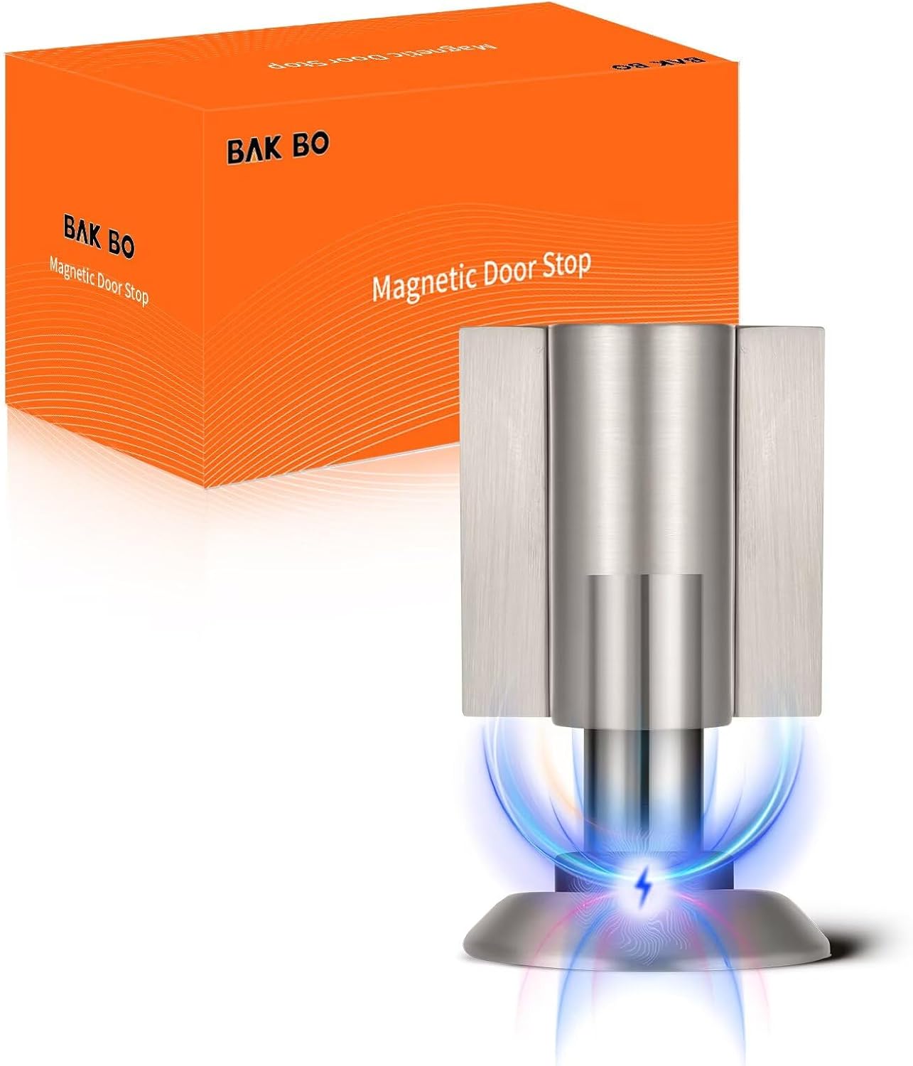 Bak Bo Magnetic Door Stoppers 2 Pack Bottom of Door Holder Keep Door Open No Drilling Magnet Floor Door Stop with Screws and Adhesive Brushed Nickel DS268BN-2