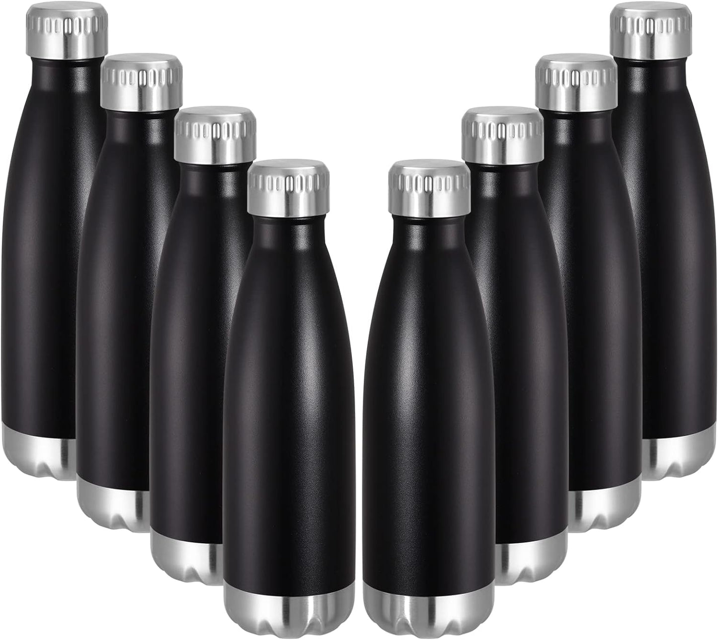 VEGOND 17oz Stainless Steel Water Bottles Bulk, Reusable Metal Sports Water Bottle Keeps Drink Hot and Cold, BPA Free Double Wall Vacuum Cola Shape Insulated Water Bottles for Camping Gym, 8 Pack