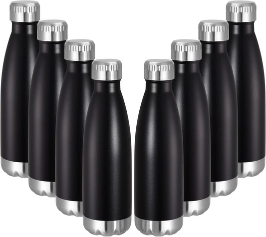 VEGOND 17oz Stainless Steel Water Bottles Bulk, Reusable Metal Sports Water Bottle Keeps Drink Hot and Cold, BPA Free Double Wall Vacuum Cola Shape Insulated Water Bottles for Camping Gym, 8 Pack