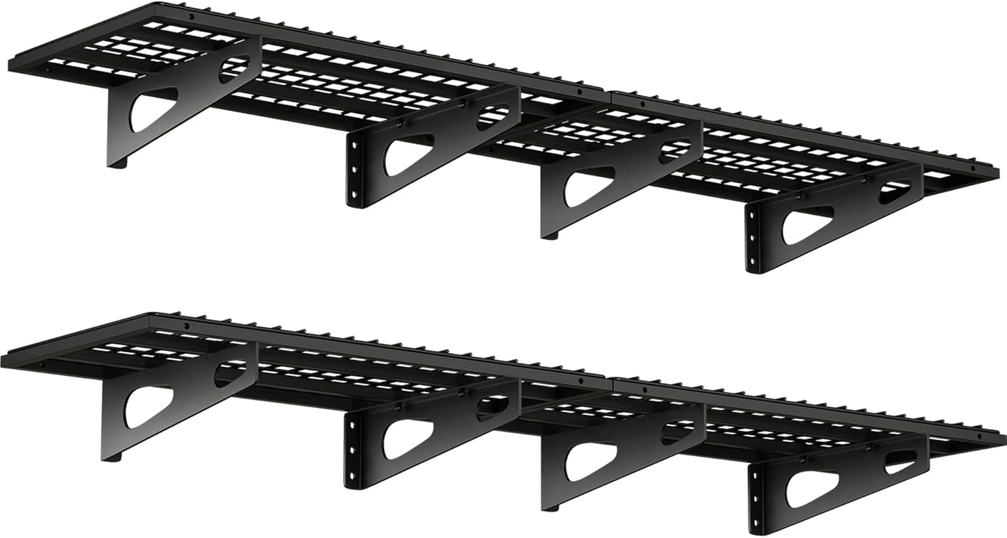 4-Pack 1.5x3FT Garage Shelving 17.7-inch-by-35.8-inch Wall Shelf Garage Storage Rack Wall Mounted Floating Shelves,Black