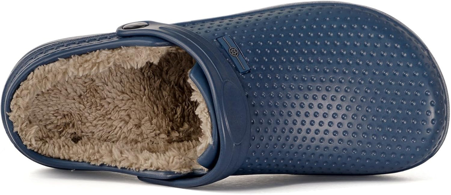 Womens Mens Fur Lined Clogs Waterproof Garden Shoes Winter Warm Fleece Lining Fuzzy House Home Slippers Indoor Outdoor Mules