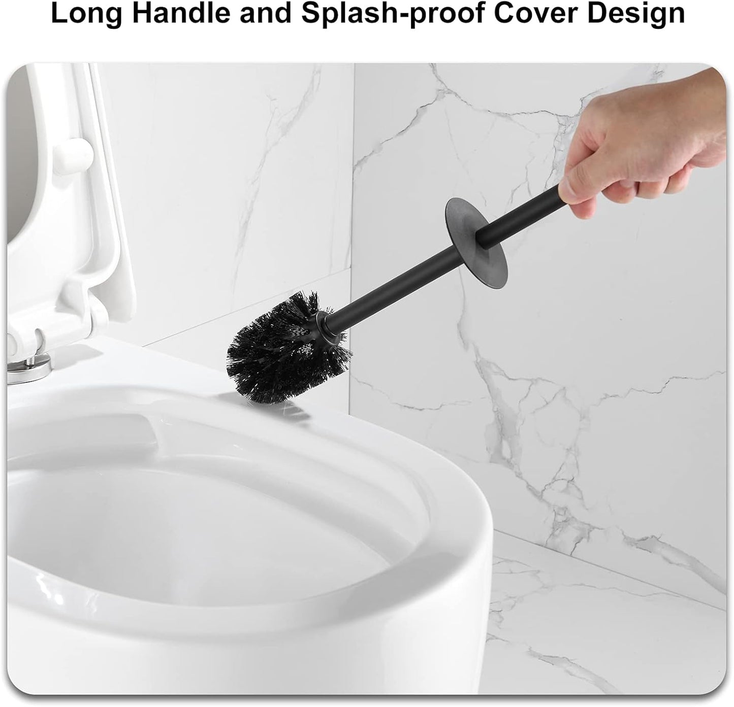 Square Toilet Brush with Holder,Stainless Steel Toilet Bowl Brush and Holder for Bathroom,2PACK